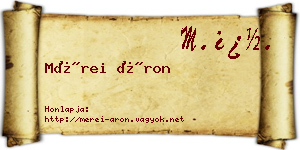 Mérei Áron névjegykártya